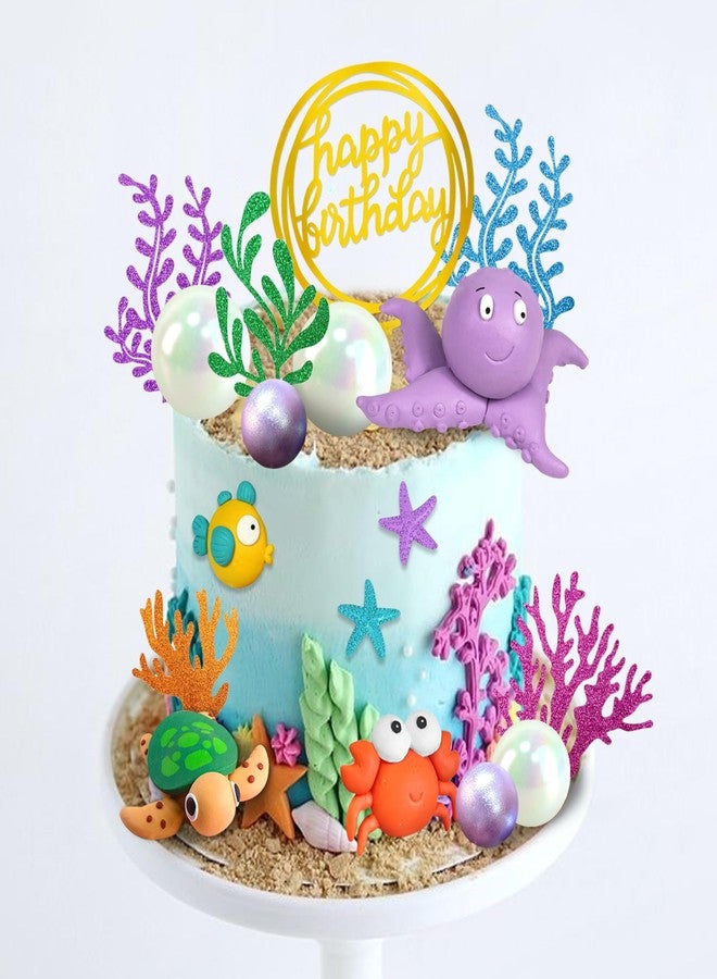 DRWATE 19 PCS Ocean Animal Cake Toppers Sea Animal Cake Toppers Under the Sea Cake Decorations for Sea Ocean Theme Birthday Decorations Supplies (Ocean 2) - Image 5